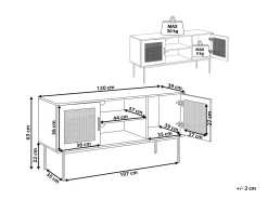 TV-bord PASCO Rattan Lysebrun