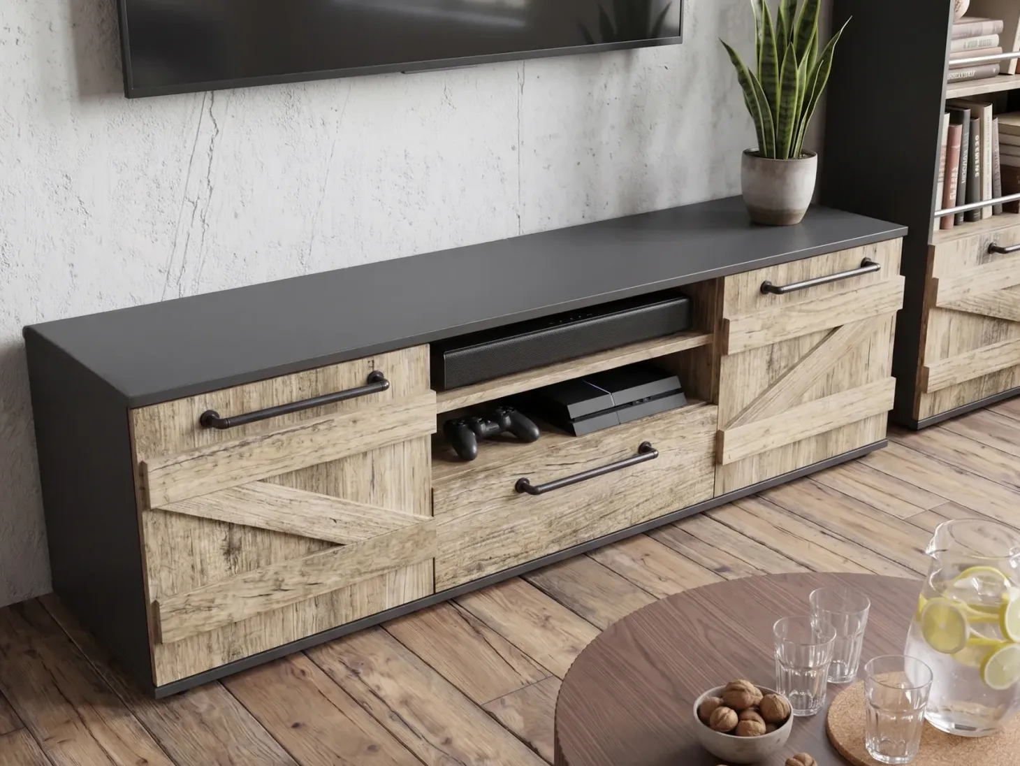 TV-bord SALTER Brun/sort