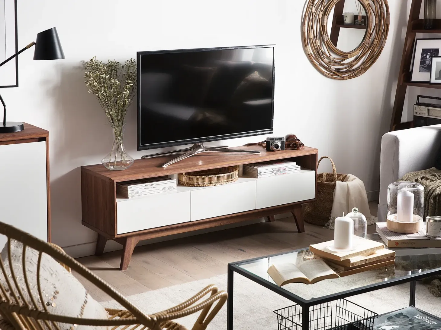 TV-bord SYRACUSE Brun/hvid