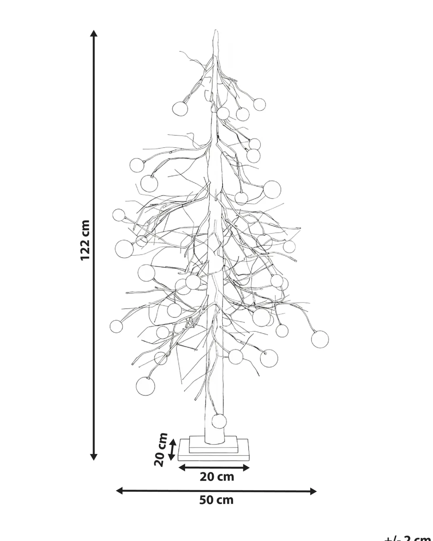 Udendørs dekoration LED HOLAR Juletræ 122 cm Hvid