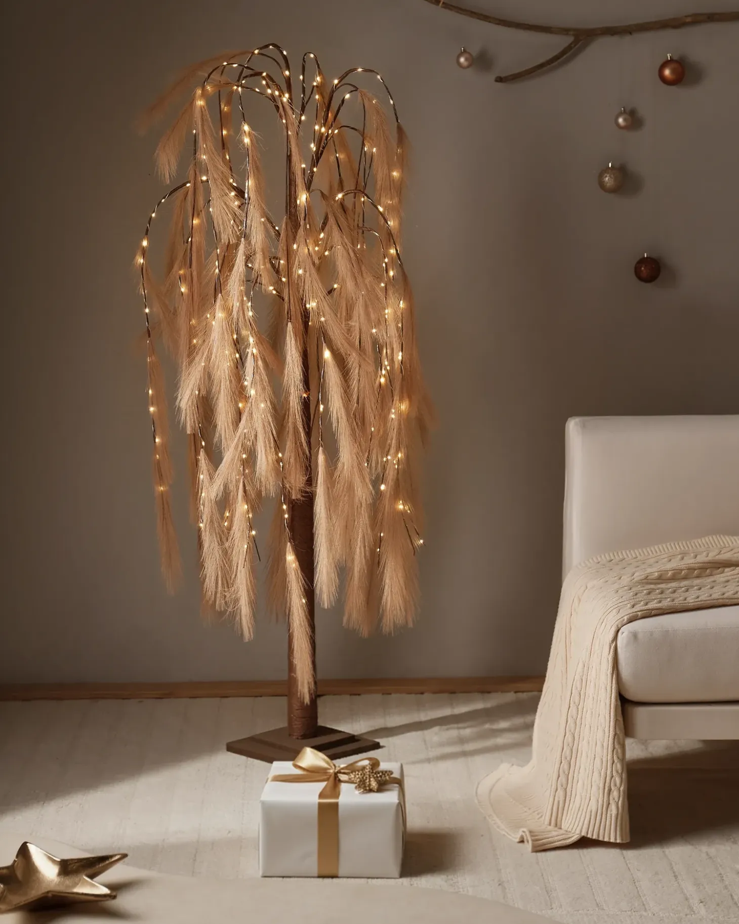 Udendørs dekoration LED KOPASKER Træ 160 cm Beige
