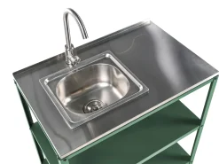 Udendørs køkkensæt i 3 dele med håndvask VILAMA Grøn Metal