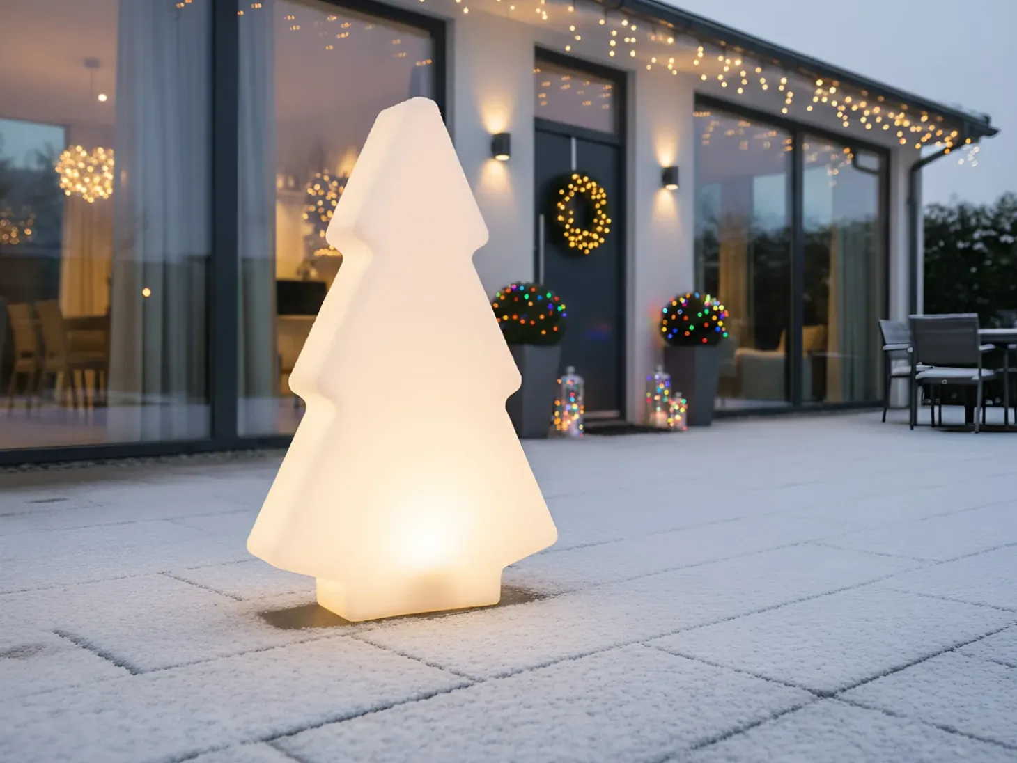 Udendørs LED-gulvlampe FINNAN Juletræ 83 cm Hvid