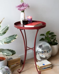 Udendørs sidebord CAVINIA 40 cm 40 cm Metal Bordeaux