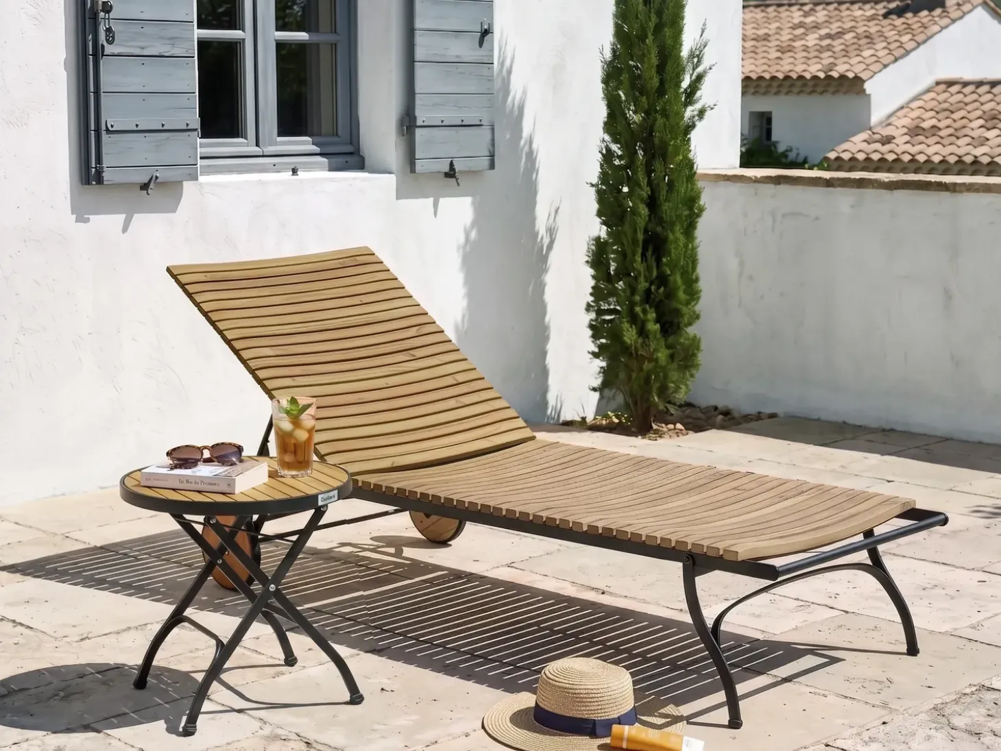 Udendørs sidebord LASCARI 45 cm 45 cm Akacietræ Lysebrun