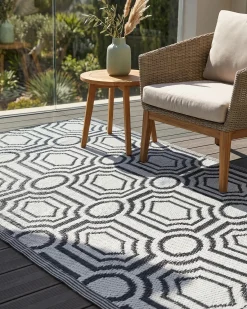 Udendørstæppe BIDAR Sort 90 x 180 cm Kan vendes