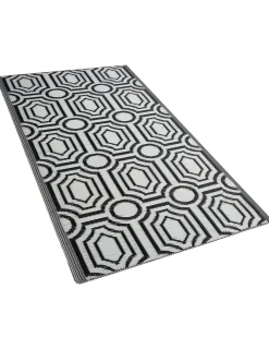 Udendørstæppe BIDAR Sort 90 x 180 cm Kan vendes