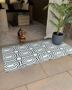 Udendørstæppe BIDAR Sort 90 x 180 cm Kan vendes