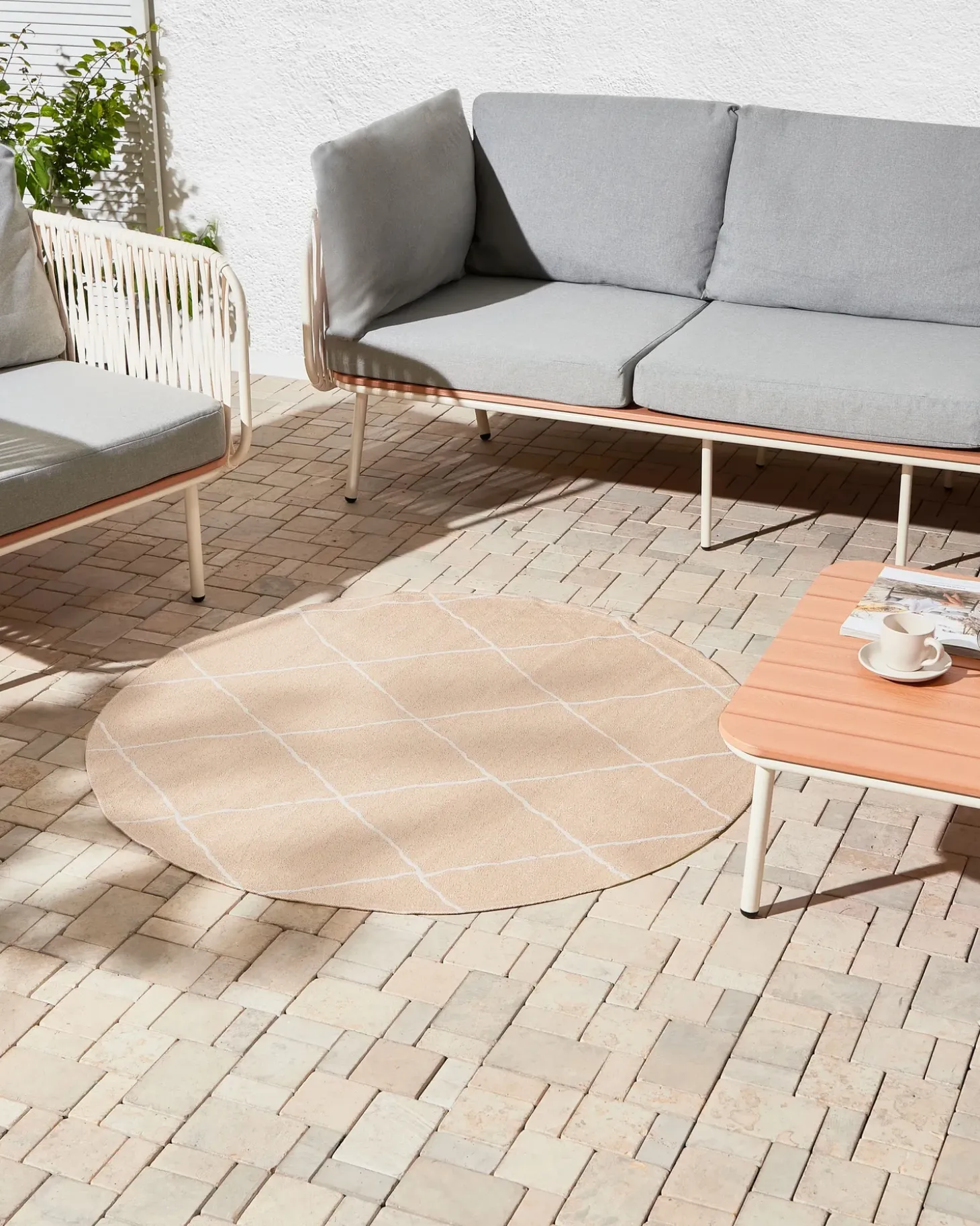 Udendørstæppe GWALIOR Beige ø 120 cm