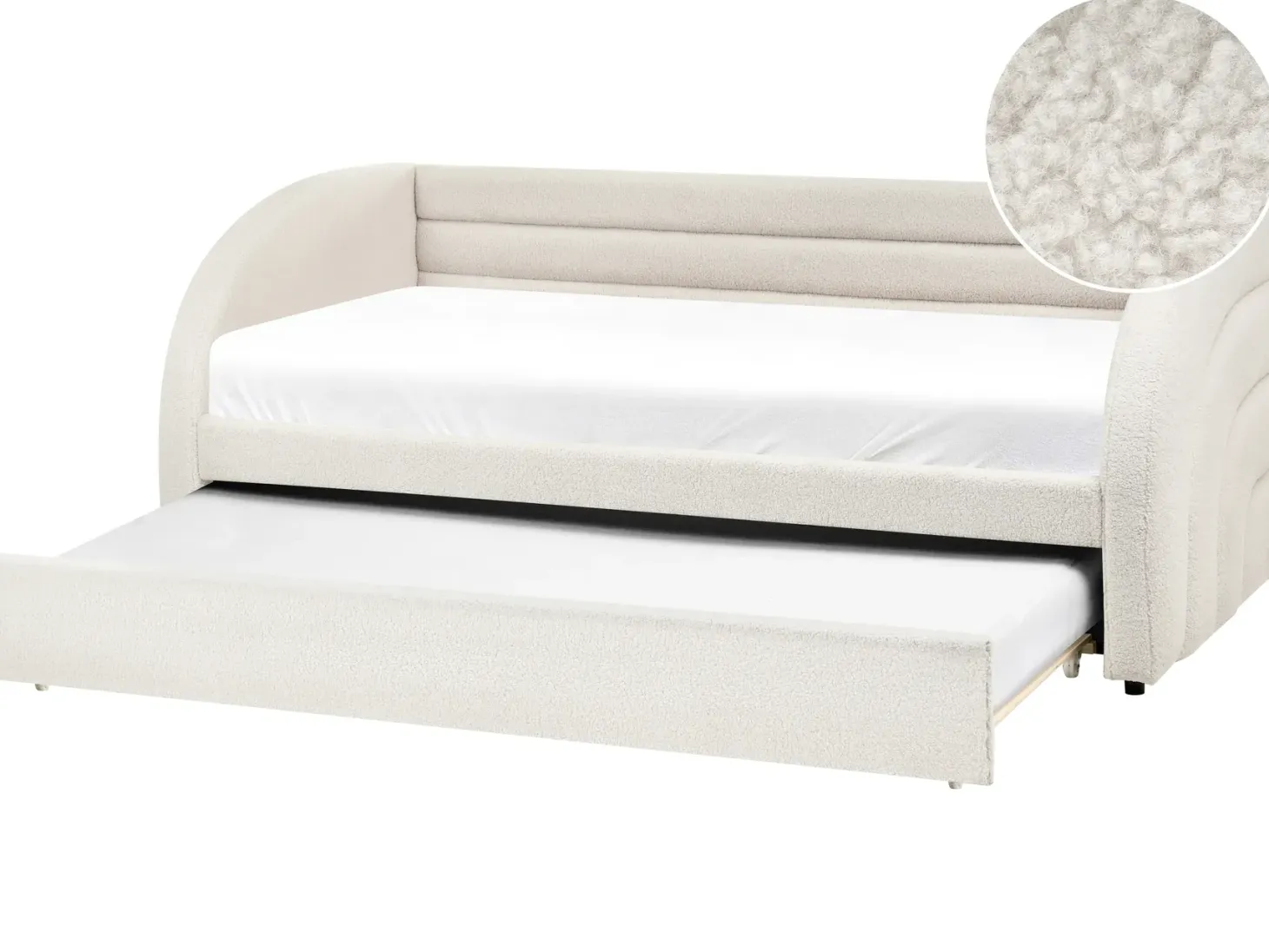 Udtræksseng Boucle ALBIAC 90 x 200 cm Hvid