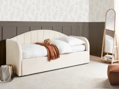 Udtræksseng Boucle EYBURIE 90 x 200 cm Lys Beige