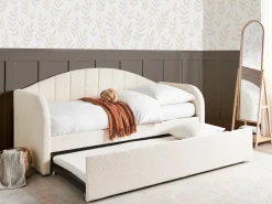 Udtræksseng Boucle EYBURIE 90 x 200 cm Lys Beige