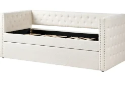 Udtræksseng Boucle GASSIN 90 x 200 cm Cremehvid
