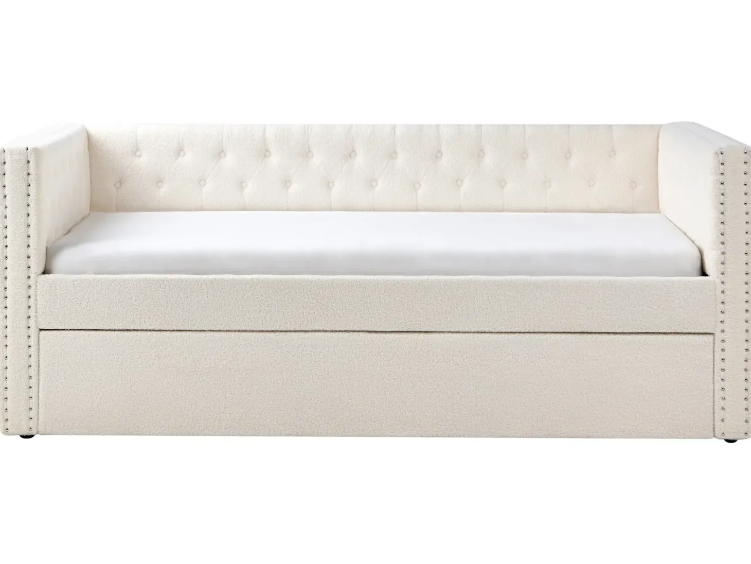 Udtræksseng Boucle GASSIN 90 x 200 cm Cremehvid