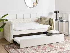 Udtræksseng Boucle GASSIN 90 x 200 cm Cremehvid