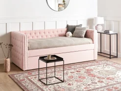 Udtræksseng Boucle GASSIN 90 x 200 cm Pastellrosa
