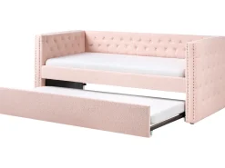Udtræksseng Boucle GASSIN 90 x 200 cm Pastellrosa