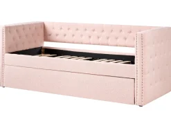 Udtræksseng Boucle GASSIN 90 x 200 cm Pastellrosa