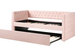 Udtræksseng Boucle GASSIN 90 x 200 cm Pastellrosa