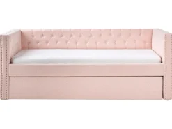 Udtræksseng Boucle GASSIN 90 x 200 cm Pastellrosa