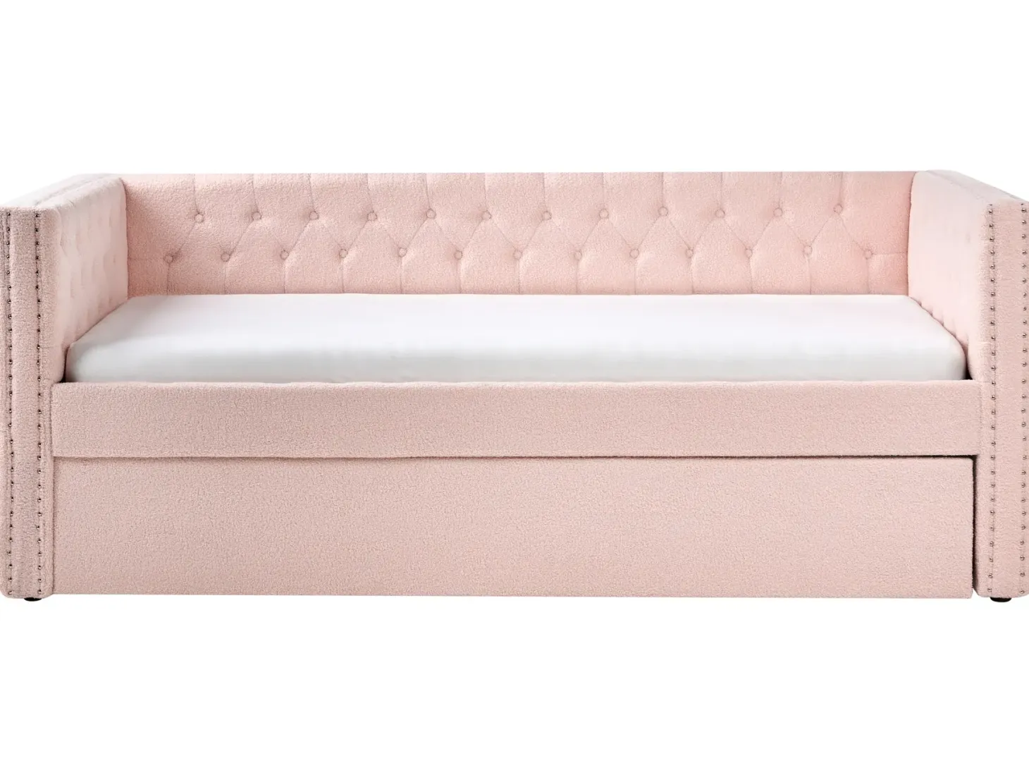 Udtræksseng Boucle GASSIN 90 x 200 cm Pastellrosa