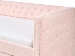 Udtræksseng Boucle GASSIN 90 x 200 cm Pastellrosa