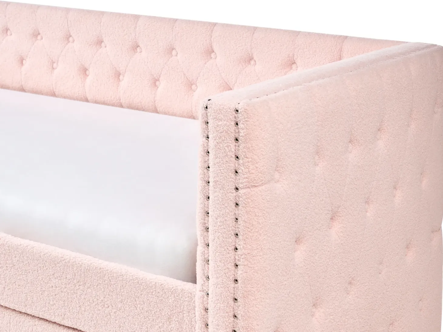 Udtræksseng Boucle GASSIN 90 x 200 cm Pastellrosa