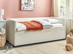 Udtræksseng Boucle TROYES 90 x 200 cm Lys Beige