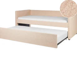 Udtræksseng Boucle TROYES 90 x 200 cm Ferskenagtig lyserød