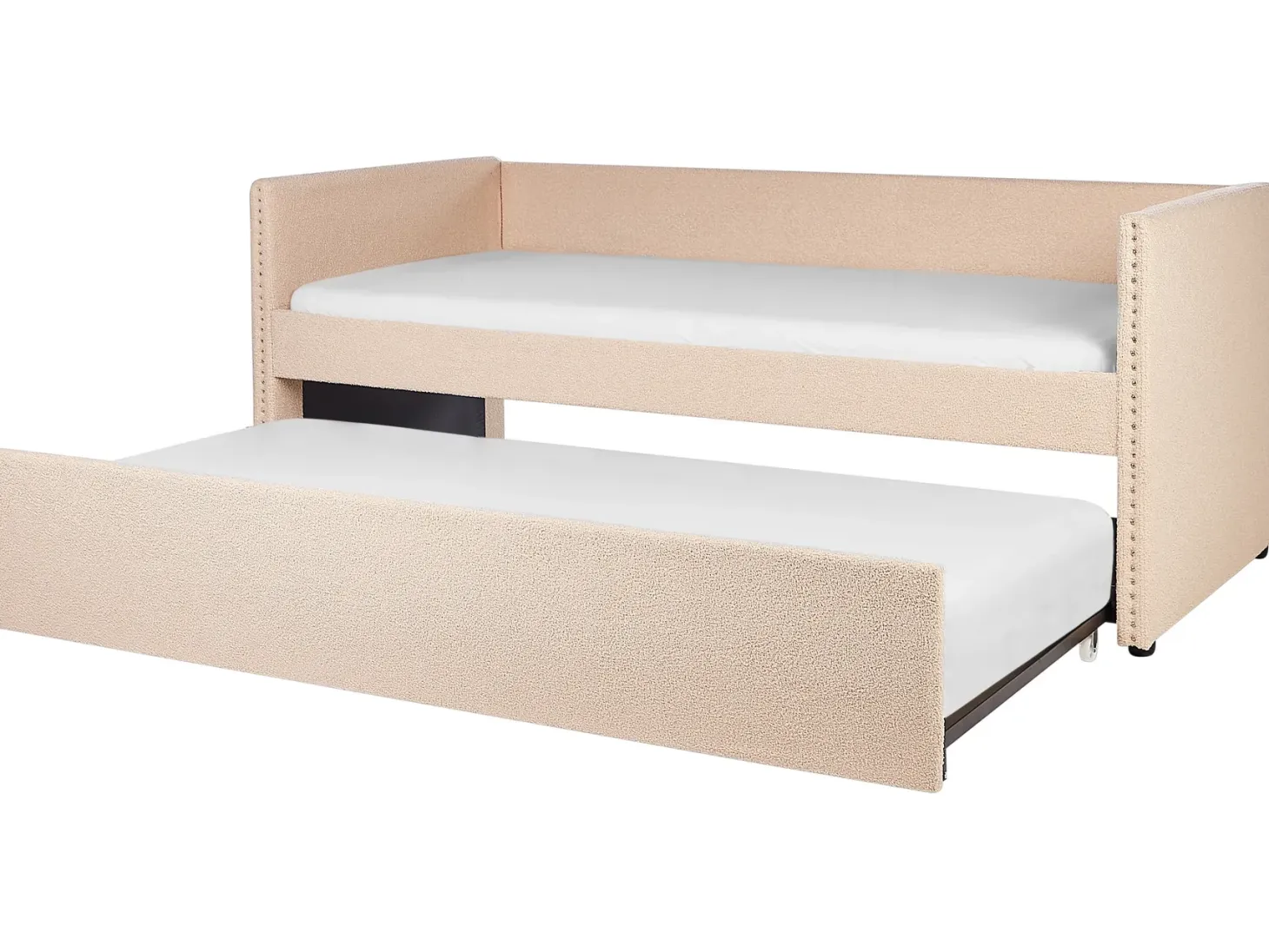 Udtræksseng Boucle TROYES 90 x 200 cm Ferskenagtig lyserød