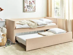 Udtræksseng Boucle TROYES 90 x 200 cm Ferskenagtig lyserød