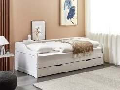 Udtræksseng Fyretræ EDERN 90 x 200 cm Hvid