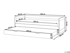 Udtræksseng Fyretræ GRAVELINES 90 x 200 cm Lysebrun