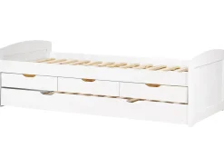 Udtræksseng Fyretræ PETIVILLE 90 x 200 cm Hvid