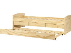 Udtræksseng Fyretræ PETIVILLE 90 x 200 cm Lysebrun