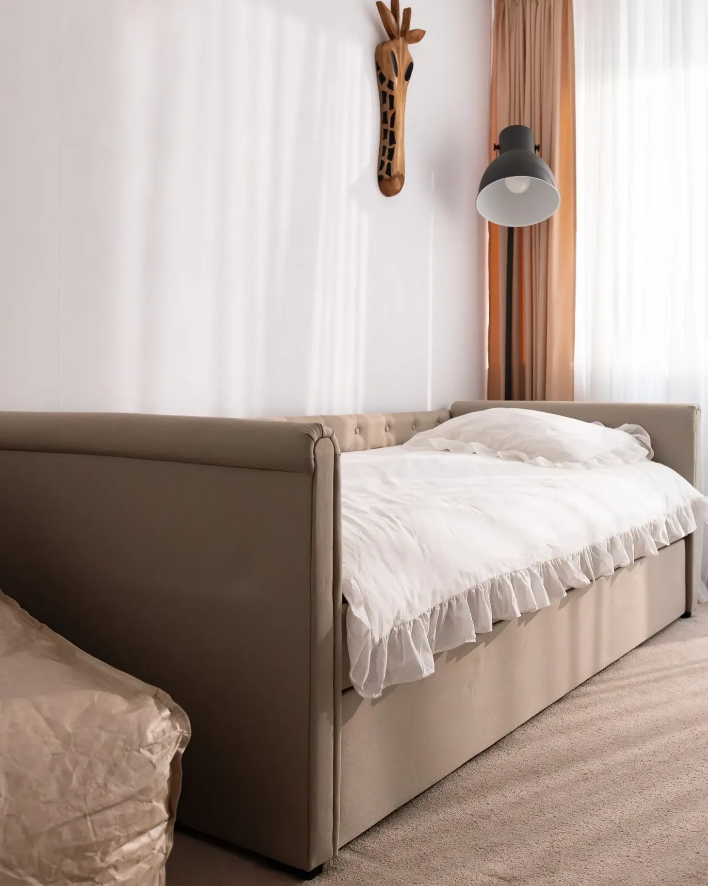 Udtræksseng LIBOURNE 90 x 200 cm Beige