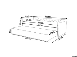 Udtræksseng LIBOURNE 80 x 200 cm Lysegrå