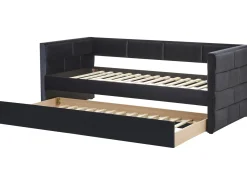 Udtræksseng Velour CHAVONNE 90 x 200 cm Sort