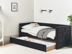 Udtræksseng Velour CHAVONNE 90 x 200 cm Sort