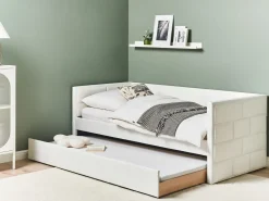 Udtræksseng Velour CHAVONNE 90 x 200 cm Cremehvid