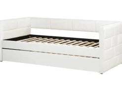 Udtræksseng Velour CHAVONNE 90 x 200 cm Cremehvid