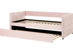 Udtræksseng Velour CHAVONNE 90 x 200 cm Lyserød
