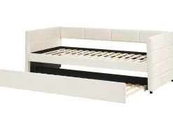 Udtræksseng Velour CHAVONNE 90 x 200 cm Cremehvid