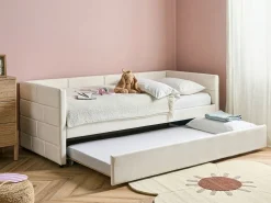 Udtræksseng Velour CHAVONNE 90 x 200 cm Cremehvid