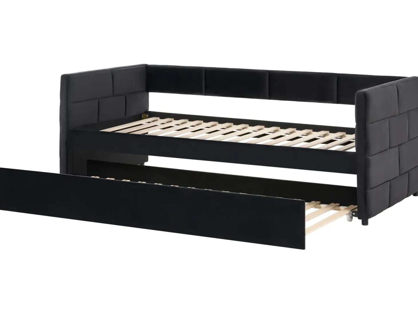 Udtræksseng Velour CHAVONNE 90 x 200 cm Sort