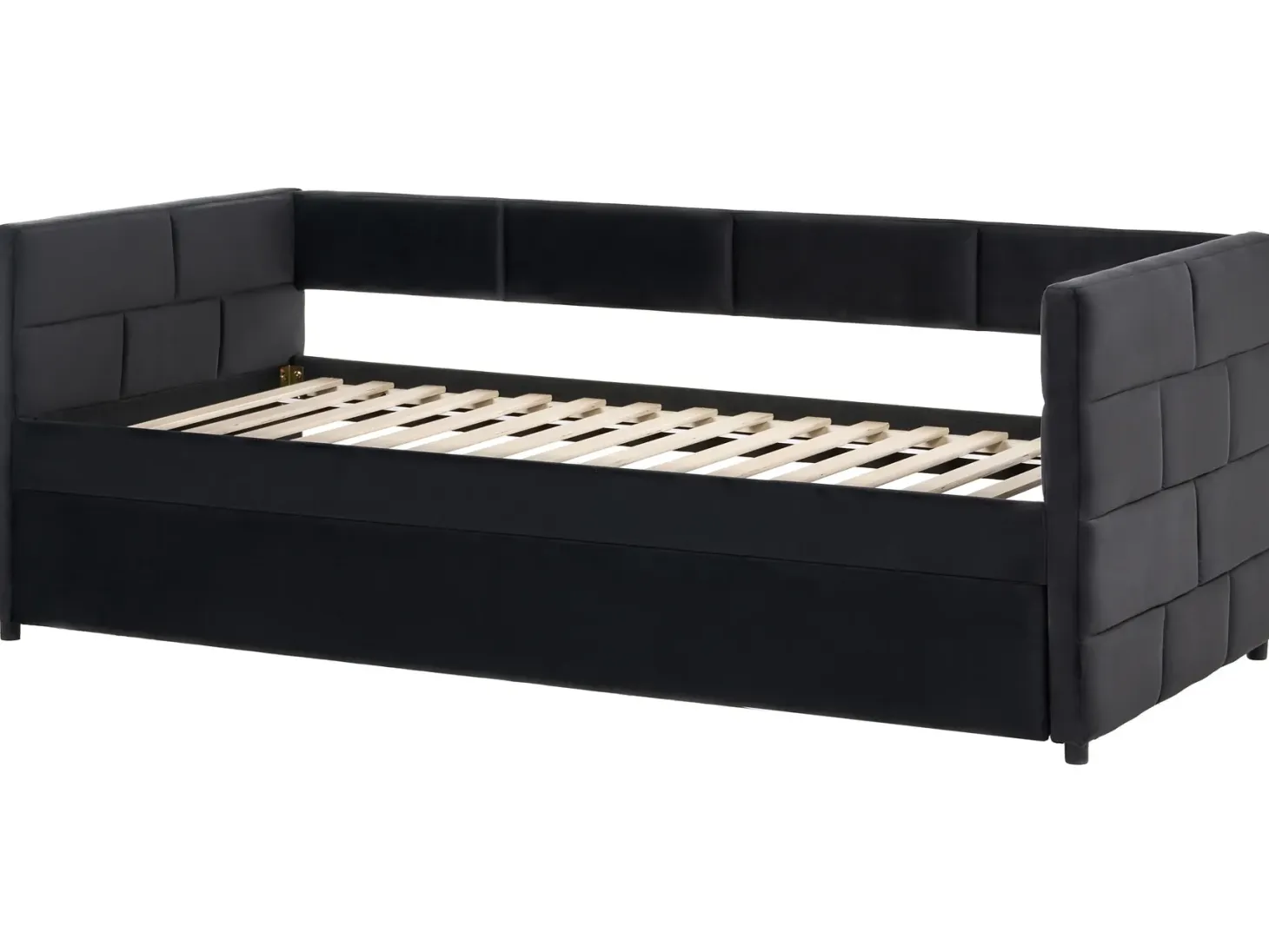 Udtræksseng Velour CHAVONNE 90 x 200 cm Sort