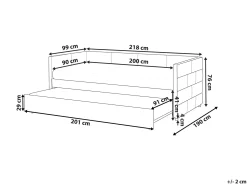 Udtræksseng Velour CHAVONNE 90 x 200 cm Sort