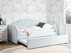 Udtræksseng Velour EYBURIE 90 x 200 cm Himmelblå