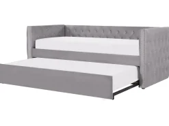 Udtræksseng Velour GASSIN 90 x 200 cm Grå