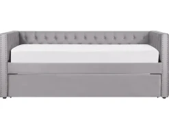 Udtræksseng Velour GASSIN 90 x 200 cm Grå